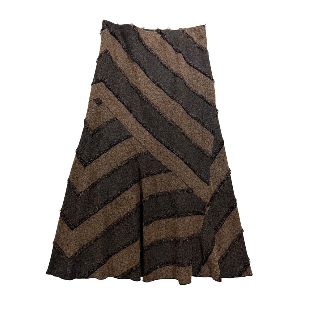 Lena Gabrielle Brown Textured Chevron Midi Skirt Size 10